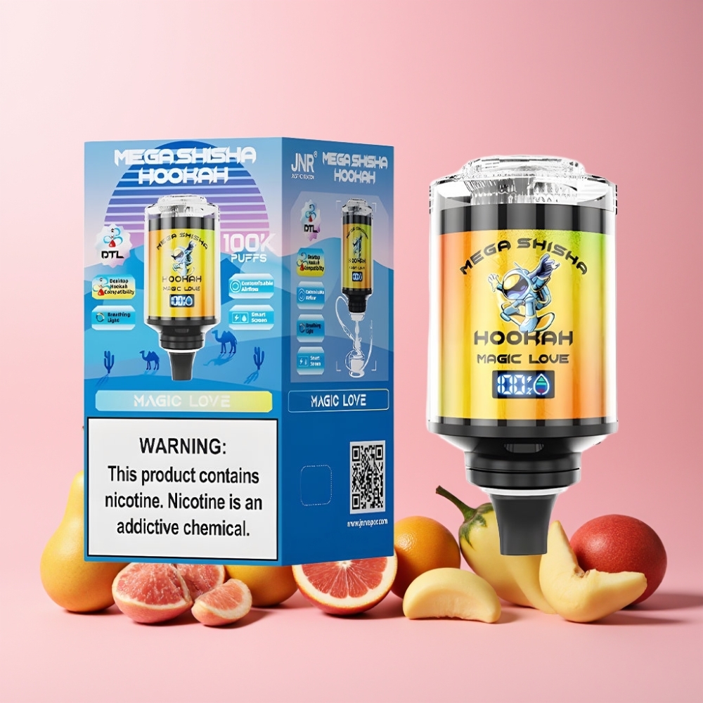 JNR Mega Shisha Hookah 100K Svensk Grossist Desktop 70.2mm 2200mAh Blå Ljus Kärlek