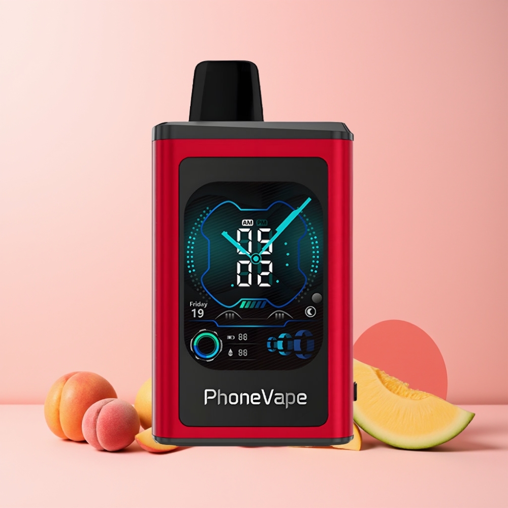 JNR PhoneVape 30000 puffar Laddningsbar Turbo App-kontrollerad Fullskärmsdisplay Sverige Grossist Persika Mango Vattenmelon