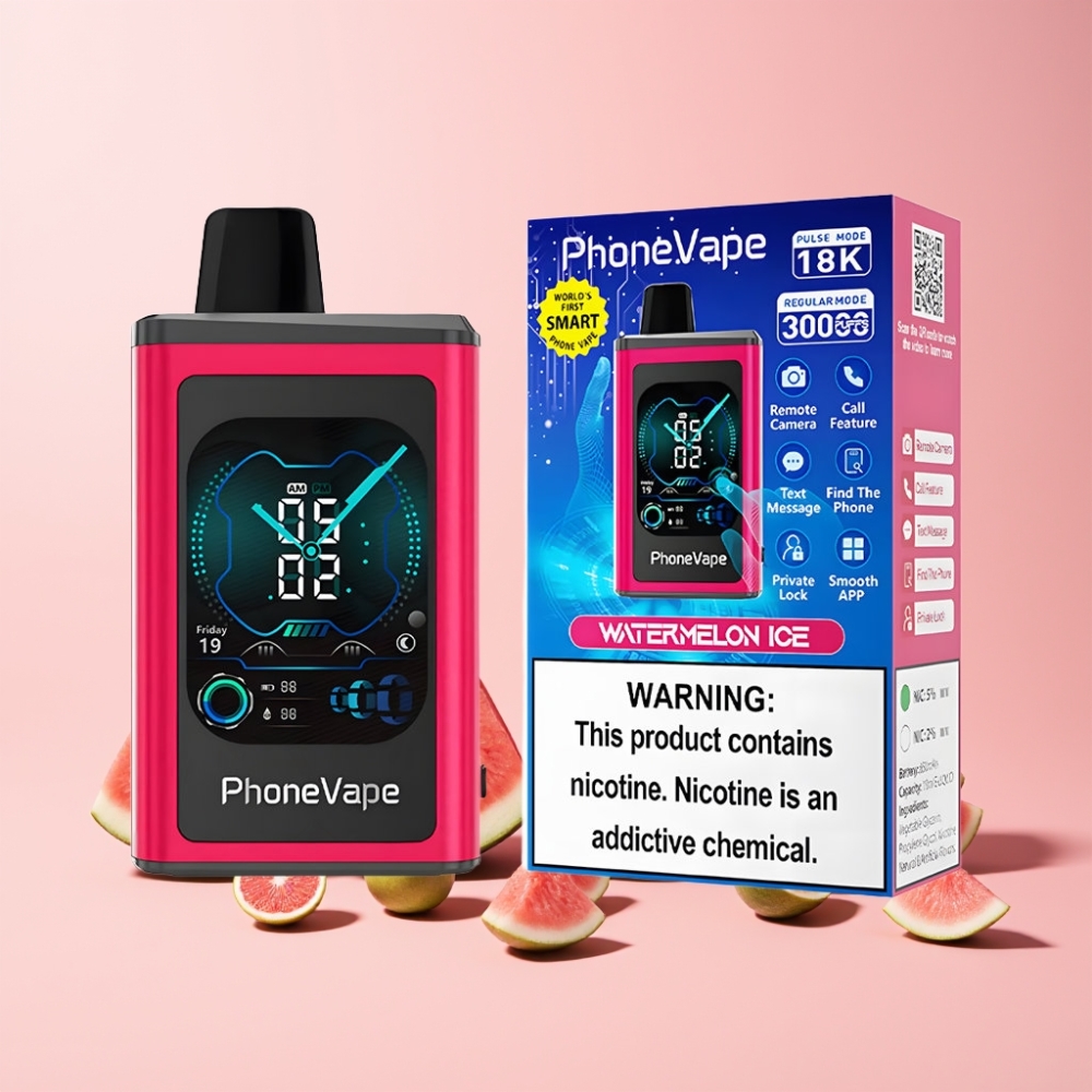 JNR PhoneVape 30000 puffar Turbo Mode Justerbar Luftflöde Appkontrollerad 2% 5% Nikotin Sverige Grossist Vattenmelon Is