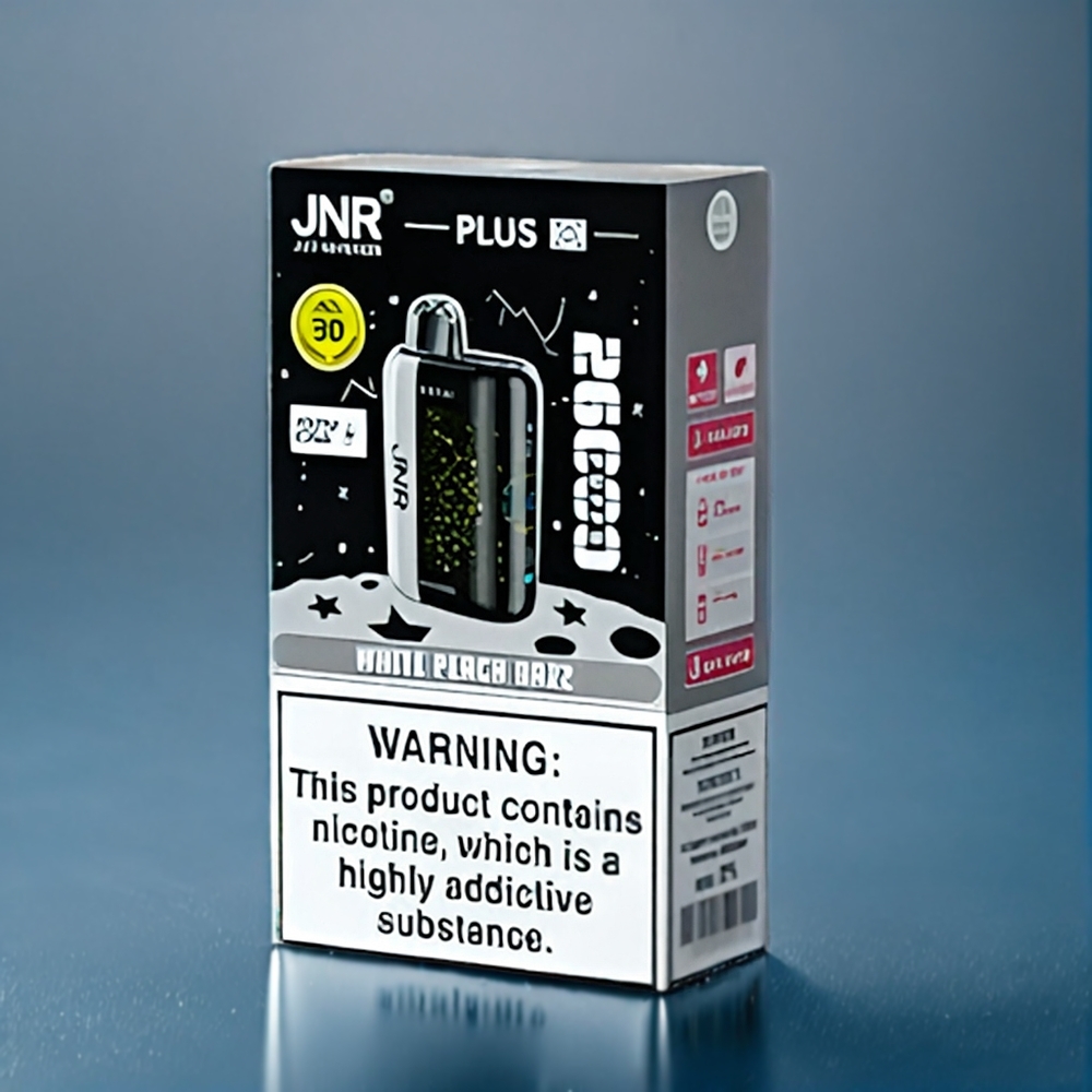 Vit Persika Razz JNR Plus-X 26000 Puffar 850mAh 28ml 2% Dual Mesh Coil Type-C 3D Skärm Sverige Grossist