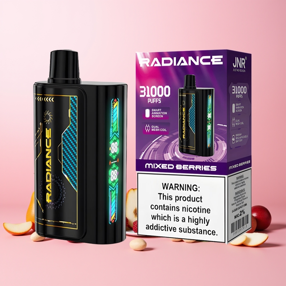 JNR Radiance 31000 Puffar Smart Animation Skärm Dual Mesh Coil 950 mAh Sverige Grossist Blandade Bär