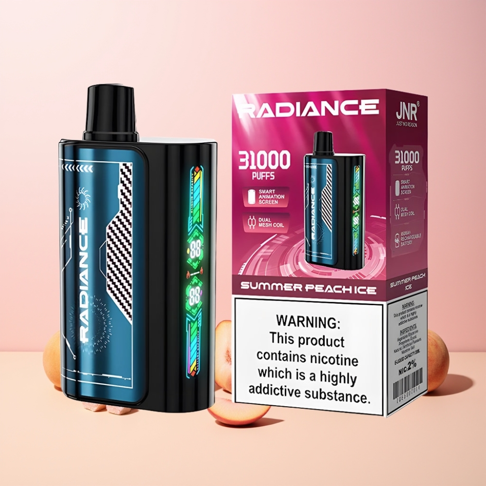 JNR Radiance 31000 Puffar Smart Animation Skärm Dual Mesh Coil 950 mAh Sverige Grossist Sommar Persika Is