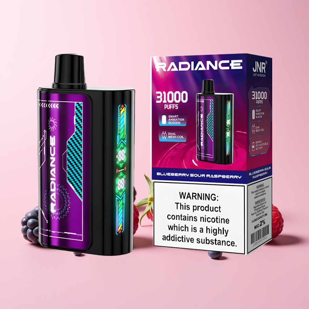 JNR Radiance 31000 Puffar Smart Animation Skärm Dual Mesh Coil Sverige Grossist Blåbär Sur Hallon