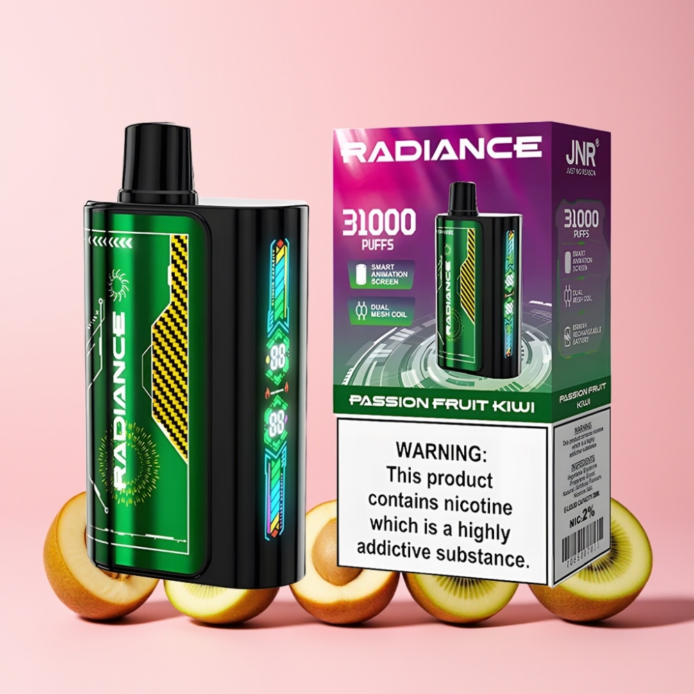JNR Radiance 31000 Puffar Smart Animation Skärm Dual Mesh Coil Sverige Grossist Passionfrukt Kiwi