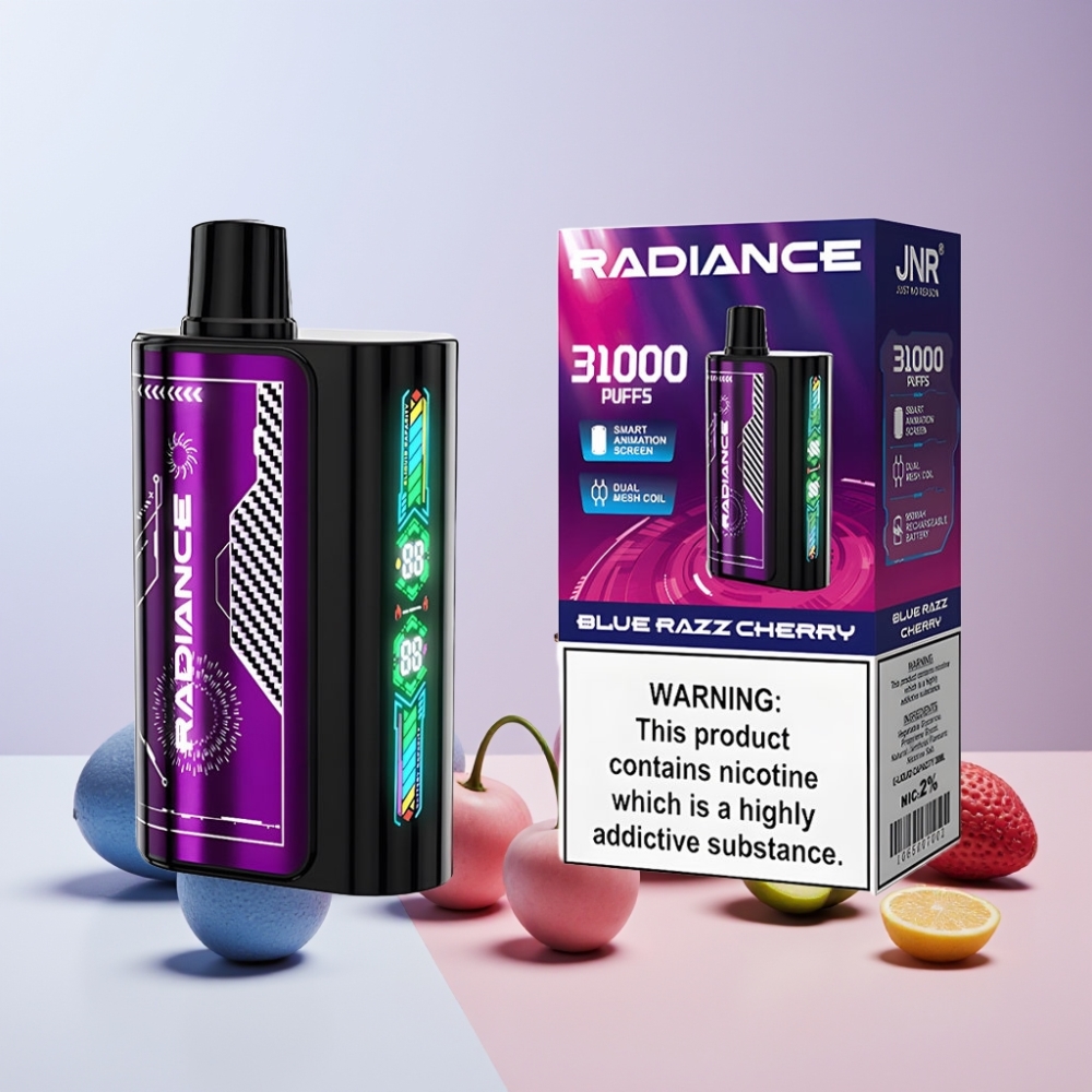 JNR Radiance 31000 Puffar Smart Skärm Dual Mesh Coil 28ml Sverige Grossist Blå Hallon Körsbär