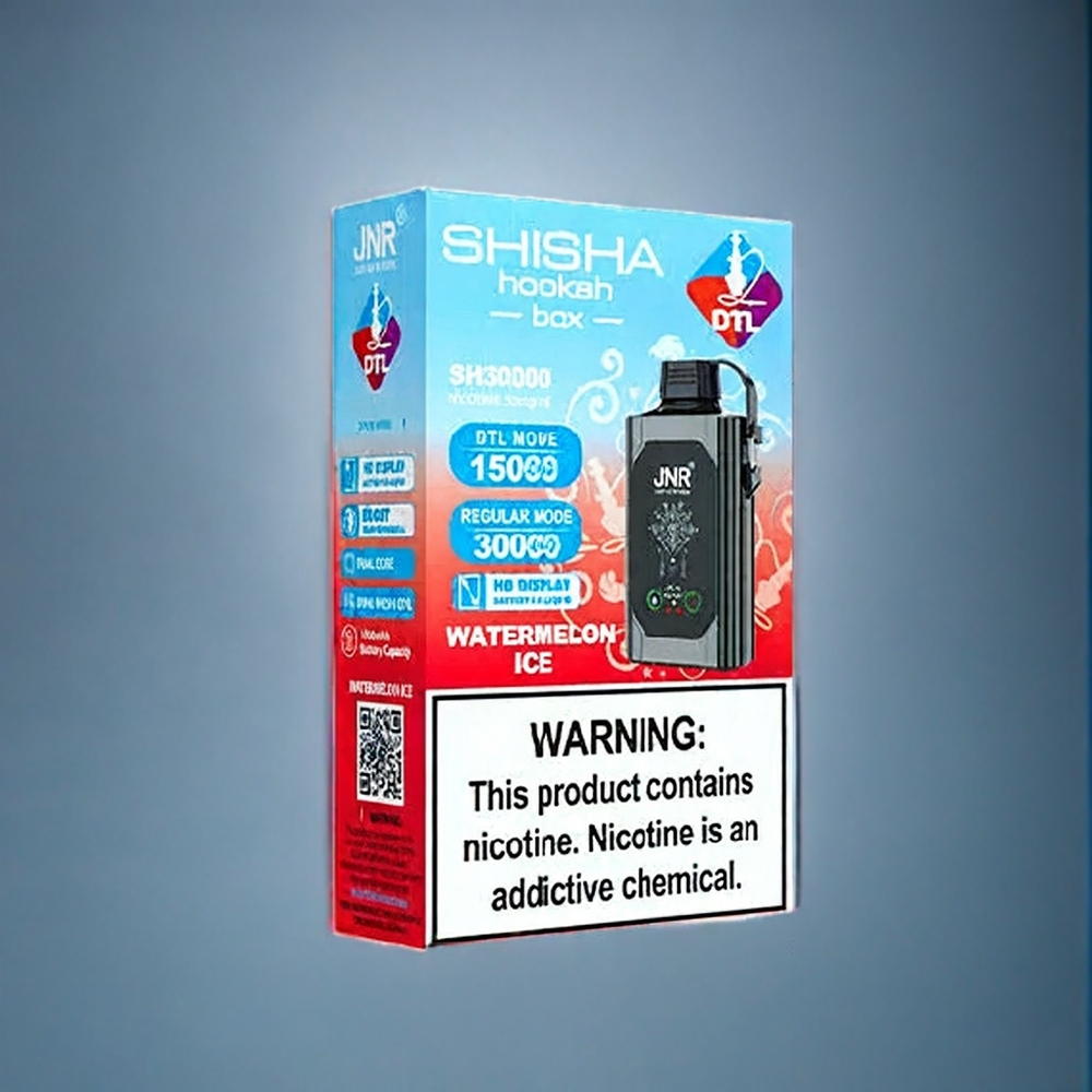 Vattenmelon Is JNR Shisha Box 20500 Puffar HD Display 1000mAh 25ml Dual Mesh Coil & Dual Core Type-C Sverige Grossist