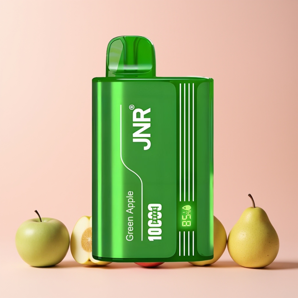 JNR Tank 10000 Puffs Justerbar Luftflöde Digital Display Dual Mesh Coil Sverige Grossist Grönt Äpple Persika Päron