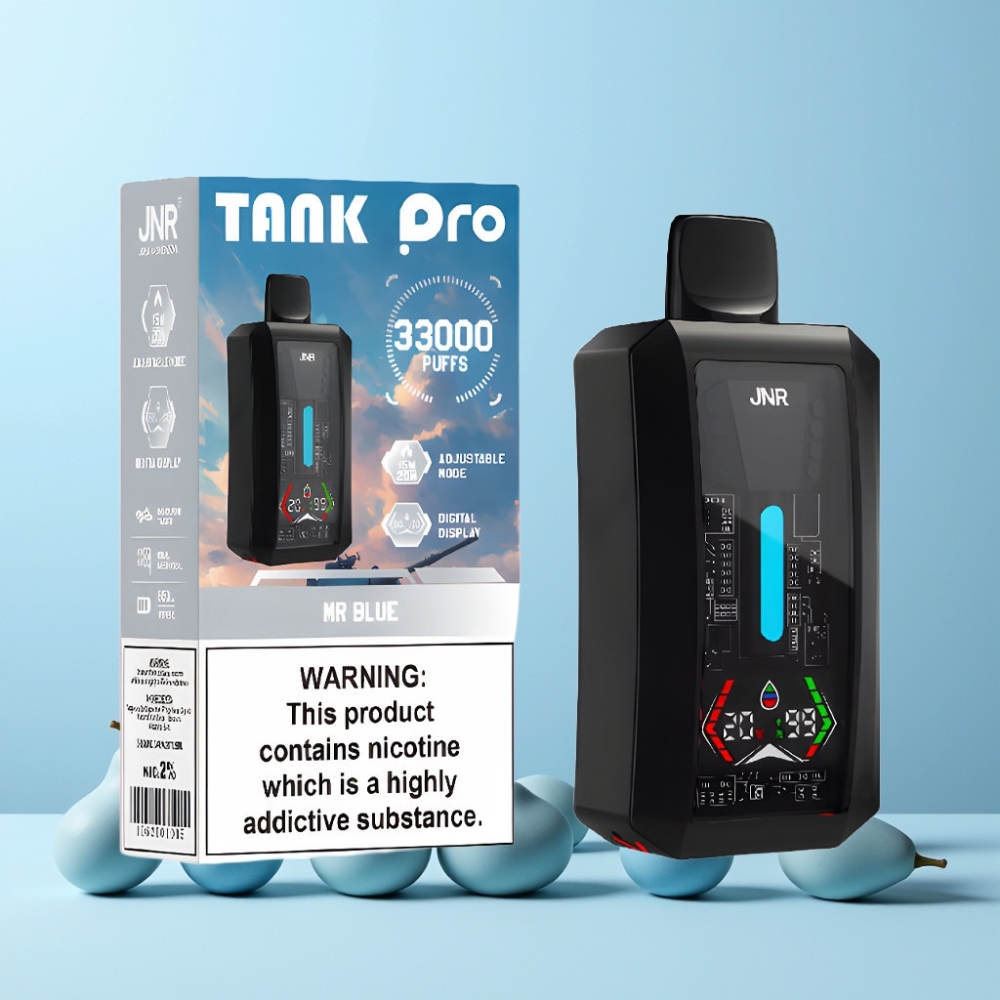 JNR Tank Pro 33000 Puff Digital Display Dual Mesh Coil 28ml E-Liquid Sverige Grossist Herr Blå
