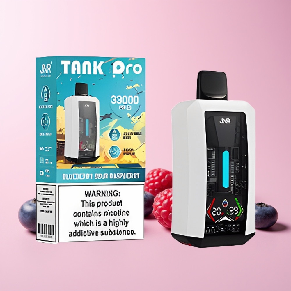 JNR Tank Pro 33000 Puff Digital Display Dual Mesh Sverige Grossist Blåbär Sur Hallon