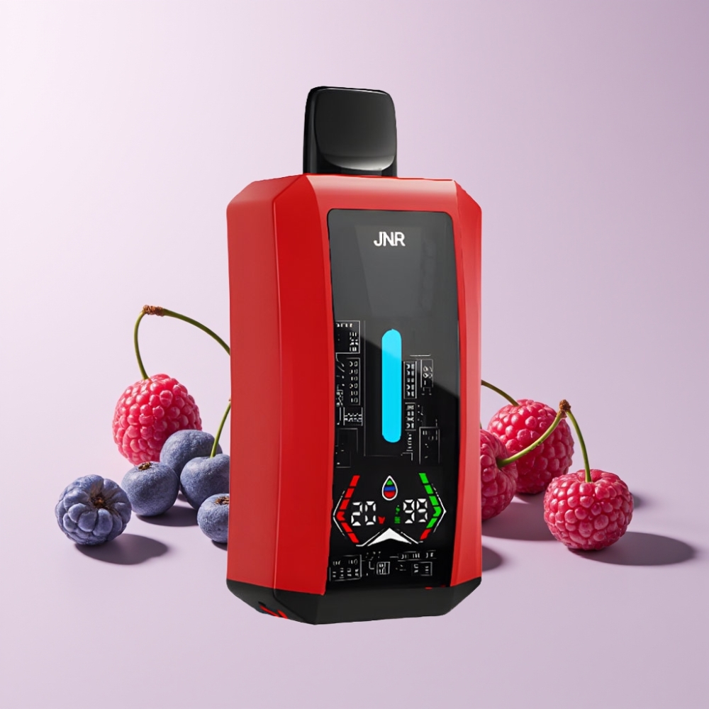 JNR Tank Pro 33000 Puffs Digital Display Dual Mesh Coil Sverige Grossist Blå Hallon Körsbär