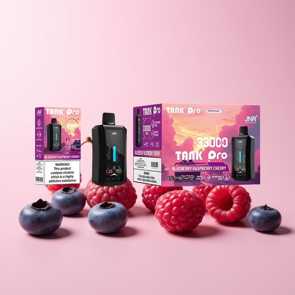 JNR Tank Pro 33000 Puffs Digital Display Dual Mesh Coil Sverige Grossist Blåbär Hallon Körsbär