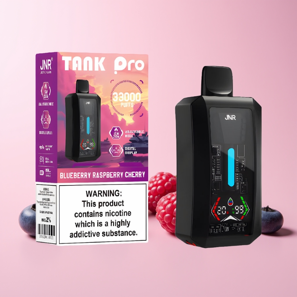 JNR Tank Pro 33000 Puffs Digital Display Dual Mesh Coil Sverige Grossist Blåbär Hallon Körsbär