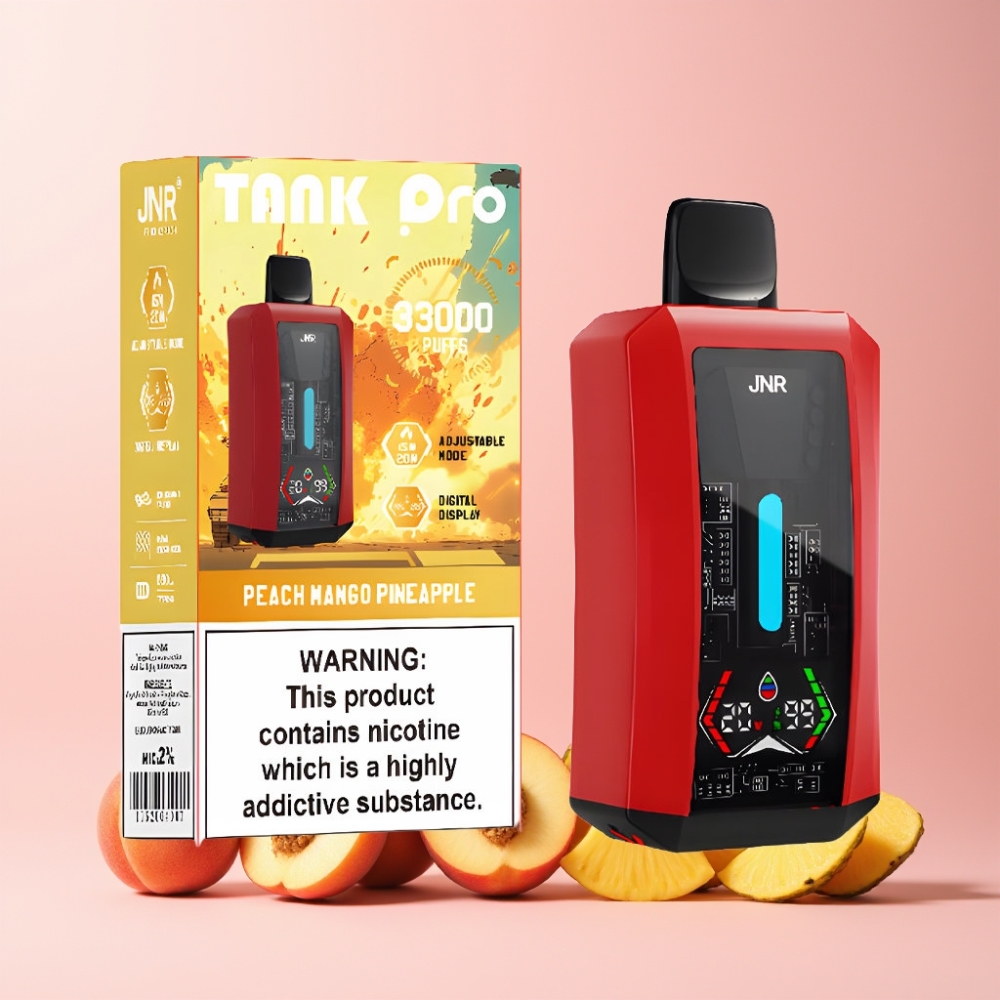 JNR Tank Pro 33000 Puffs Digital Display Dual Mesh Coil Sverige Grossist Persika Mango Ananas
