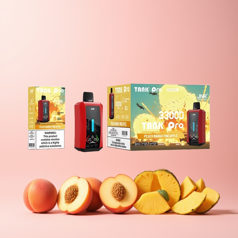 JNR Tank Pro 33000 Puffs Digital Display Dual Mesh Coil Sverige Grossist Persika Mango Ananas