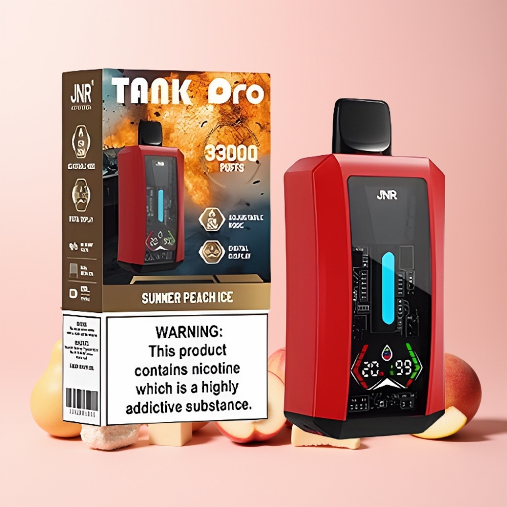 JNR Tank Pro 33000 Puffs Digital Display Dual Mesh Coil Sverige Grossist Sommar Persika Is