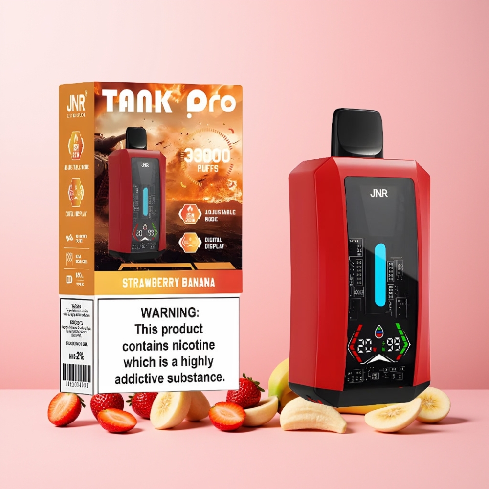 JNR Tank Pro 33000 Puffs Digital Display Dual Mesh Sverige Grossist Jordgubb Banan