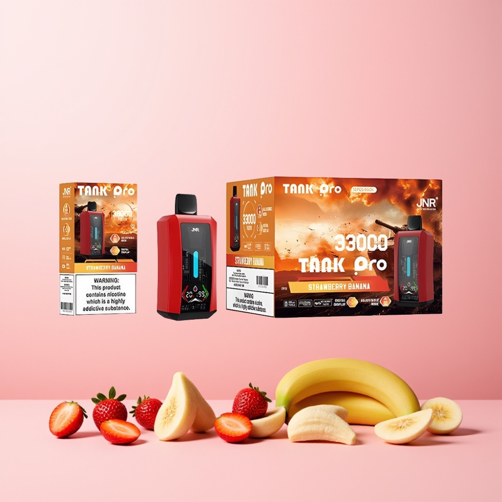 JNR Tank Pro 33000 Puffs Digital Display Dual Mesh Sverige Grossist Jordgubb Banan