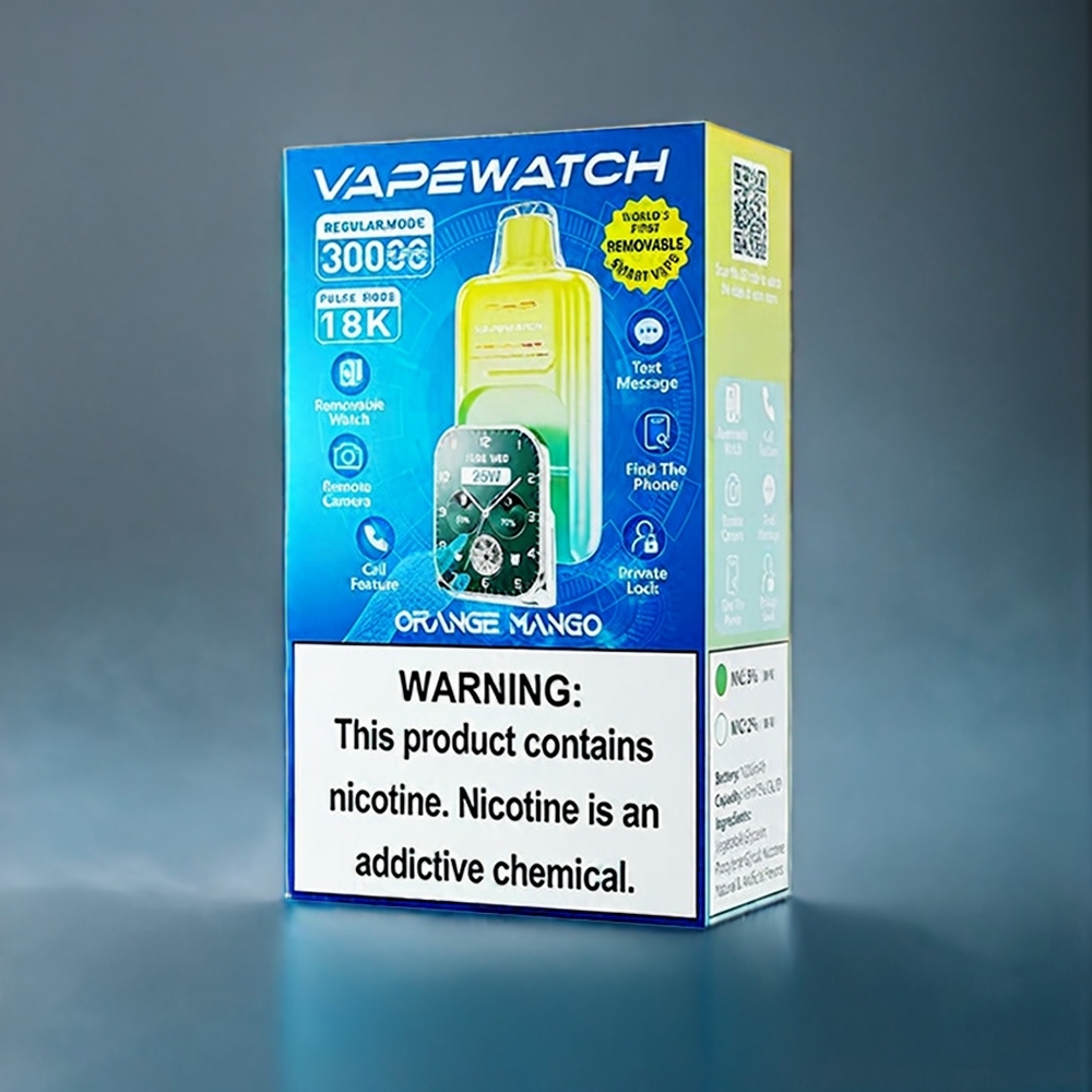 Apelsin Mango JNR Vape Watch 30000 Puffar 1000mAh 19mL 5% Dual Mesh Coil Type-C Sverige Grossist