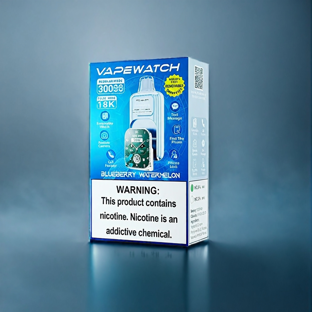 Blåbär Vattenmelon JNR Vape Watch 30000 Puffar 1000mAh 19mL 5% Dual Mesh Coil Type-C Sverige Grossist