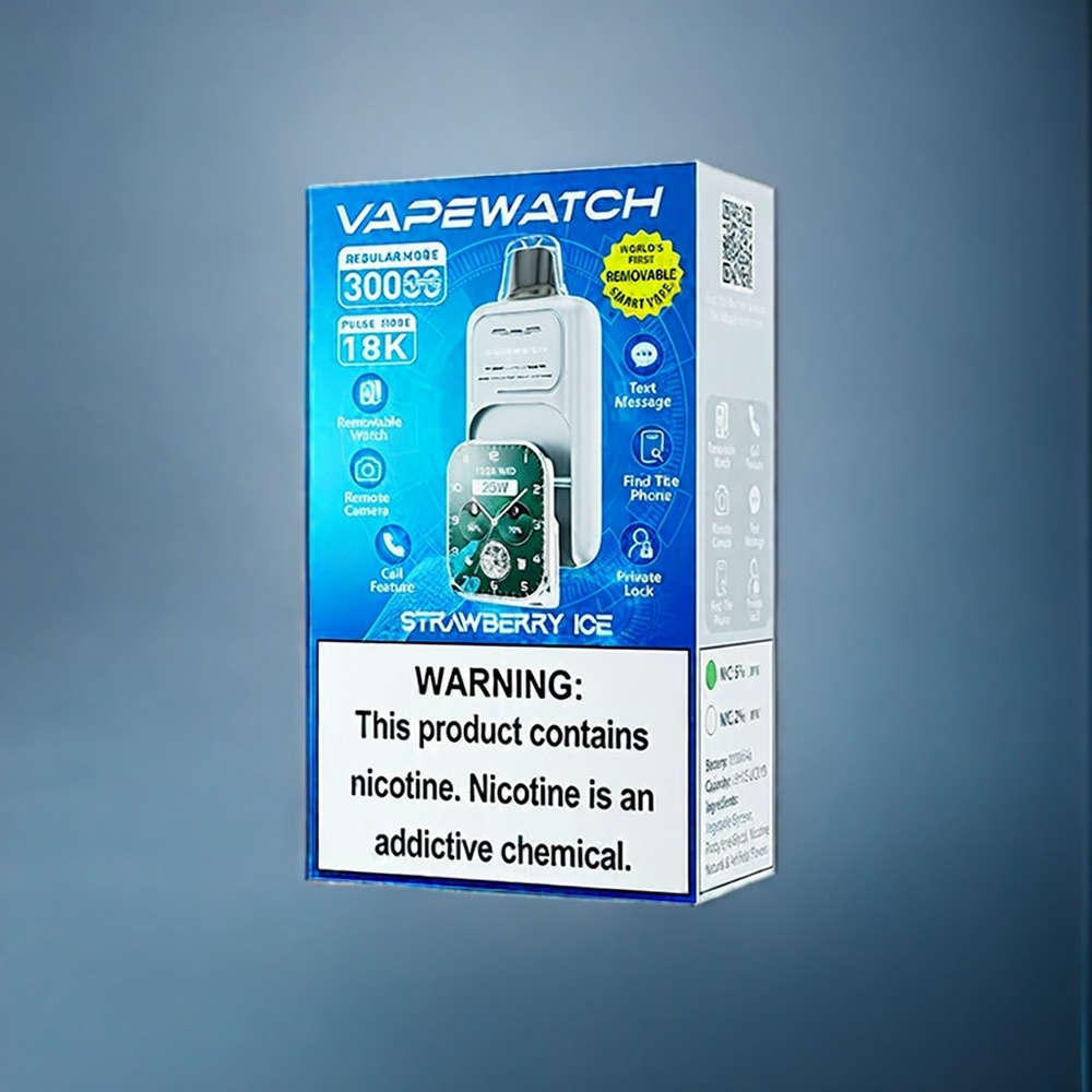 Jordgubb Is JNR Vape Watch 30000 puffar 1000mAh Type-C Sverige Grossist