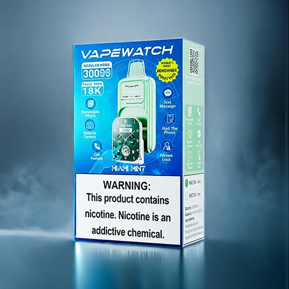Miami Mint Smak Kombination JNR Vape Watch 30000 Puffar 1000mAh 19mL 5% Dual Mesh Coil Type-C Snabbuppladdning Sverige Grossist
