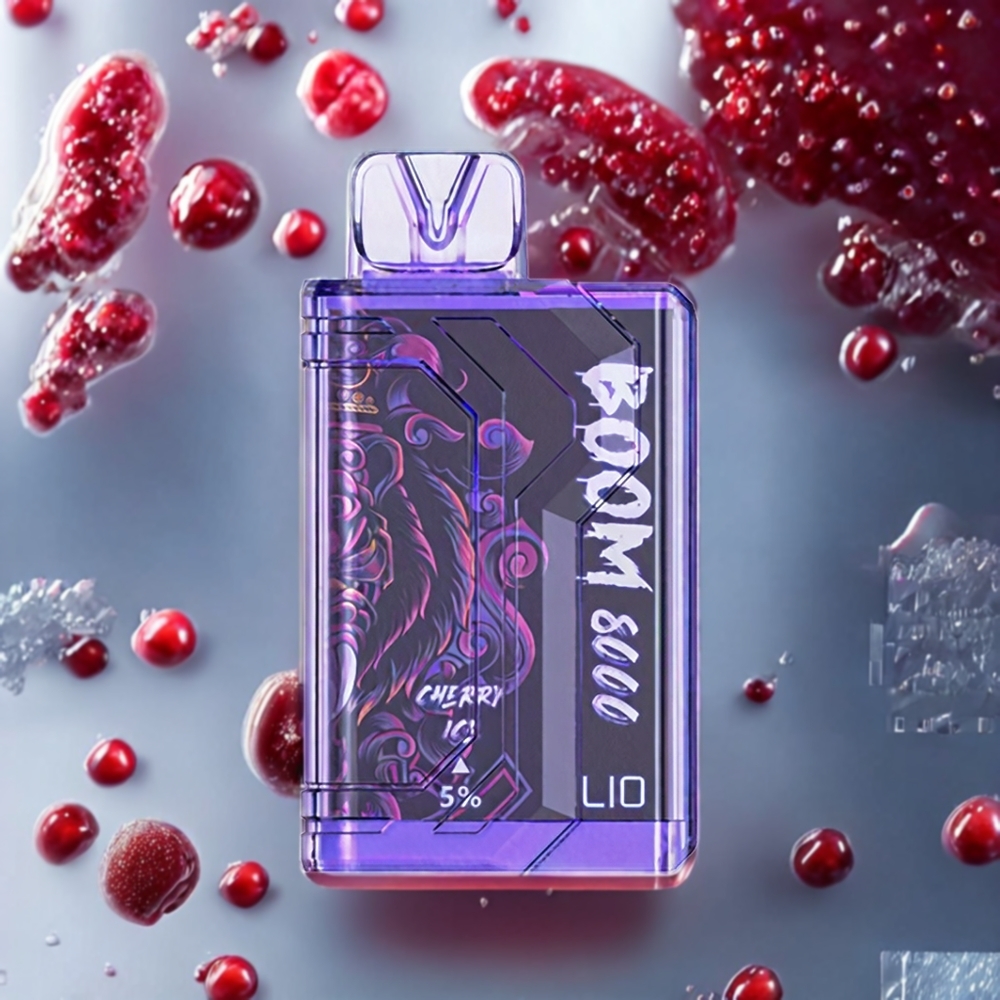 LIO BOOM PRO 8000 Puffar Typ-C Laddning Mesh Coil 15ml 5% Nikotin Sverige Grossist Körsbärsis