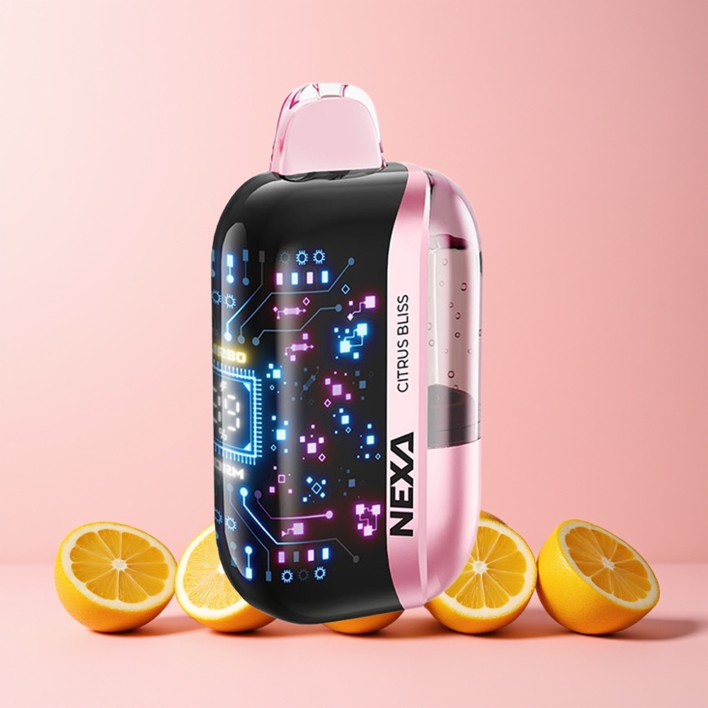 NEXA Ultra 50000 Puff 20ml 800mah 5% 0.9ohm Dual Mesh 3D Skärm Type-C Sverige Grossist Citrus Glädje