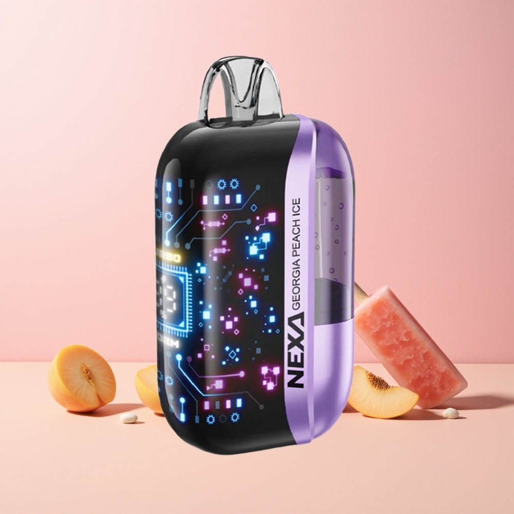 NEXA Ultra 50000 Puff 20ml 800mah 5% 0.9ohm Dual Mesh 3d Curved Skärm Typ-c Sverige Grossist Georgisk Persika Is