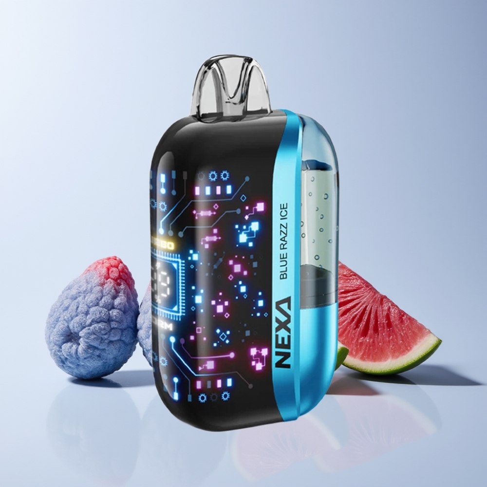 NEXA Ultra 50000 Puff 20ml 800mah 5% 0.9ohm Dual Mesh 3d Skärm Type-C Sverige Grossist Blå Hallon Is