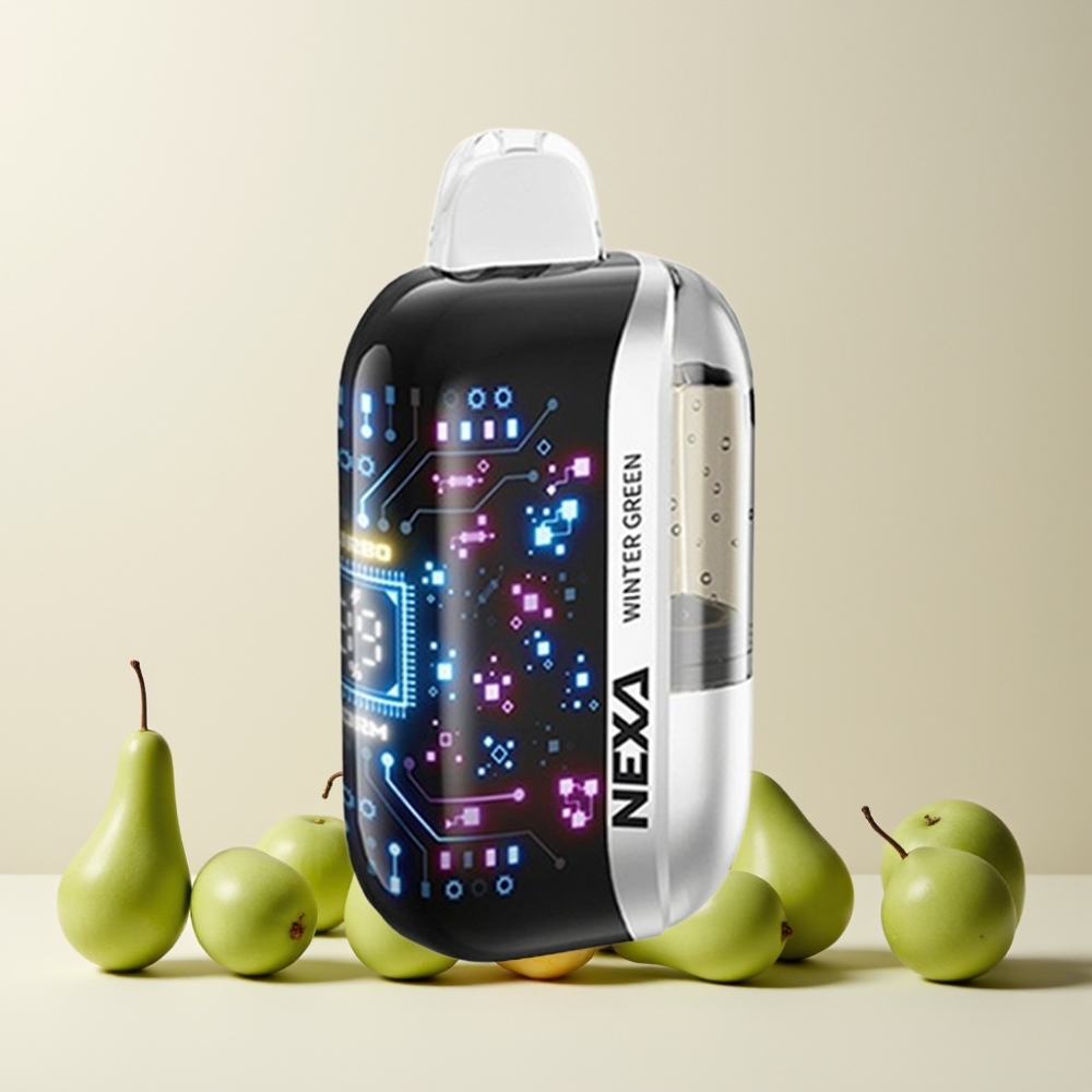 NEXA Ultra 50000 Puff 20ml 800mah 5% Nikotin 0.9ohm Dual Mesh 3D Skärm Typ-C Sverige Grossist Vintergrönt