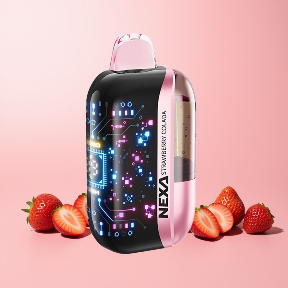 NEXA Ultra 50000 Puffar 20ml 800mah 5% Nikotin 0.9ohm Dual Mesh 3D Curved Skärm Type-C Sverige Grossist Jordgubb Colada