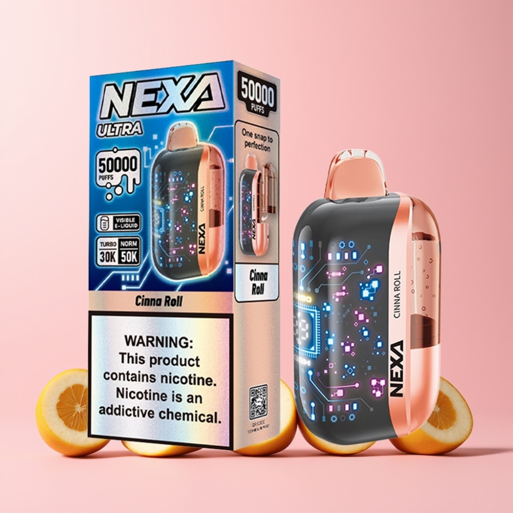 NEXA Ultra 50000 Puffar 20ml 800mah 5% Nikotin 0.9ohm Dual Mesh Display Typ-c Sverige Grossist Kanelbulle