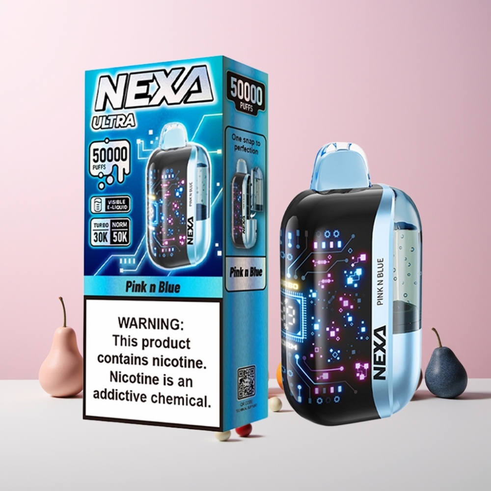 NEXA Ultra 50000 Puffar 20ml 800mah 5% Nikotin 0.9ohm Dual Mesh Display Type-C Sverige Grossist Rosa & Blå