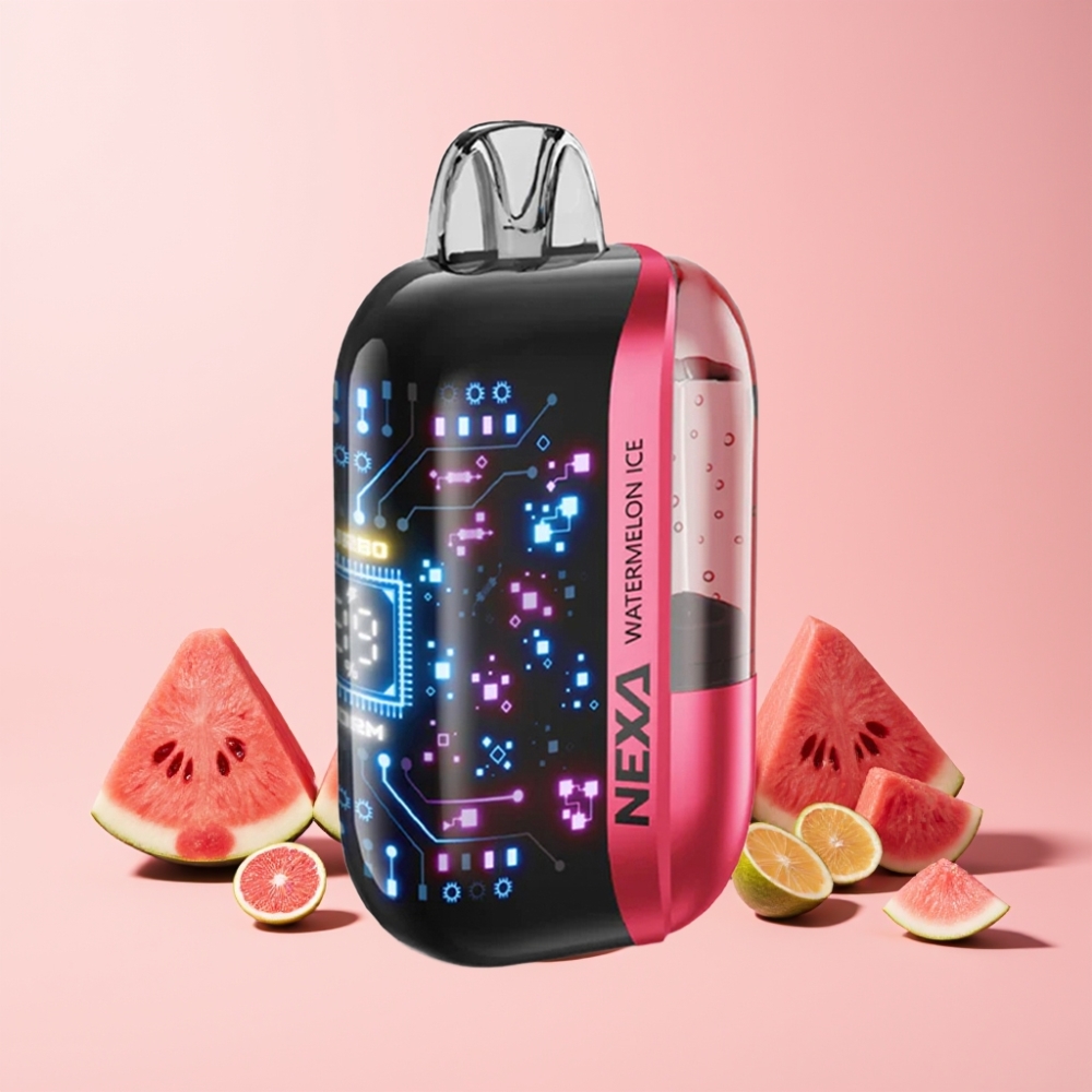 NEXA Ultra 50000 Puffs 20ml 800mah 5% 0.9ohm Dual Mesh 3D Curved Skärm Type-C Sverige Grossist Vattenmelons Is
