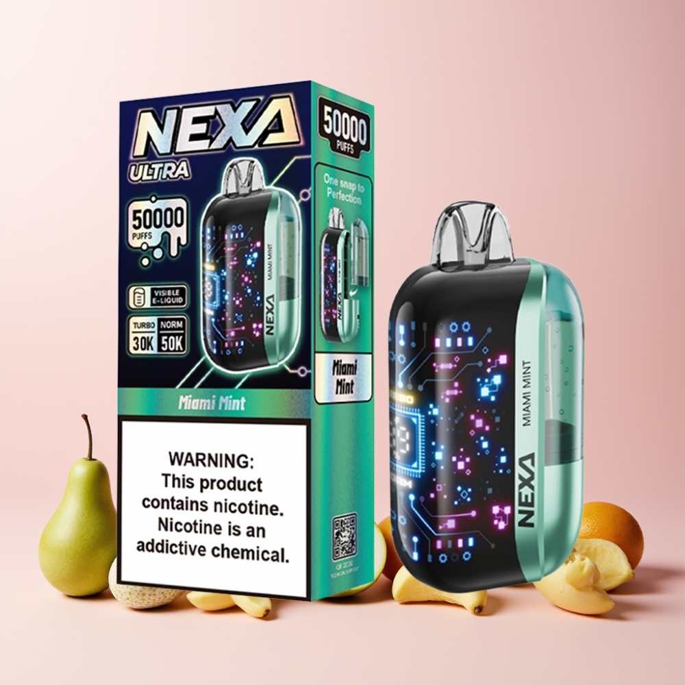 NEXA Ultra 50000 Puffs 20ml 800mah 5% 0.9ohm Dual Mesh 3d Skärm Typ-c Sverige Grossist Miami Mynta