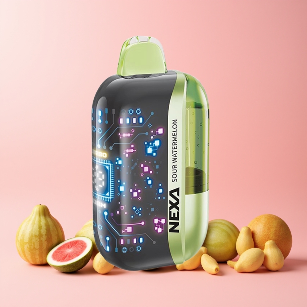 NEXA Ultra 50000 Puffs 20ml 800mah 5% Nikotin 0.9ohm Dual Mesh 3D Curved Skärm Type-C Sverige Grossist Surt Vattenmelon