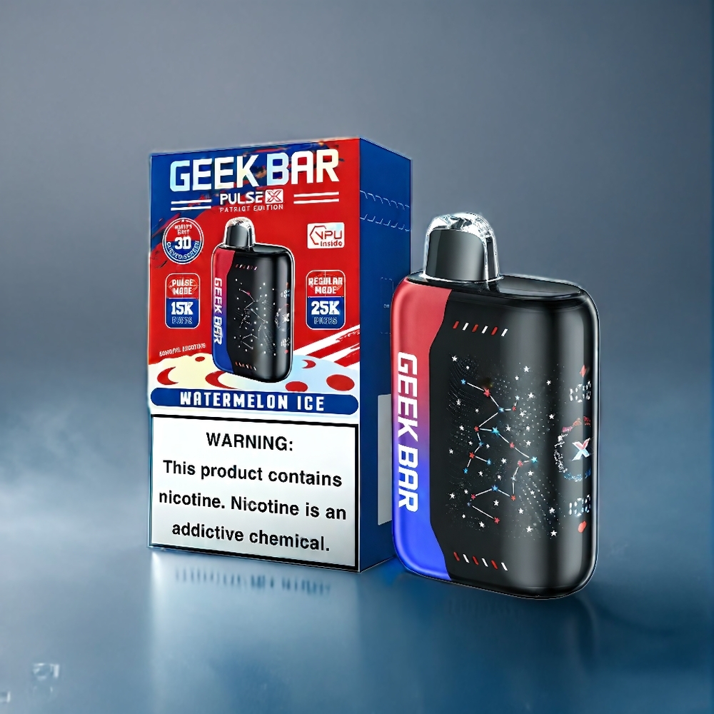 Blåbär & Hallon Geek Bar Pulse X 25000 Puffar Sverige Grossist 18mL Dual Mesh Coil USB Type-C Patriot Editon