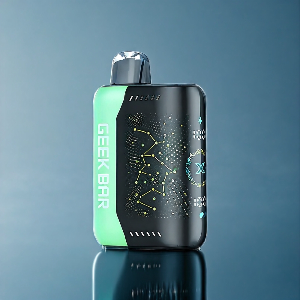 Äpple-Melon Geek Bar Pulse X 25000 Puffar 0% Nikotin Sverige Grossist 18mL 3D-skärm Dual Mesh Coil USB-C
