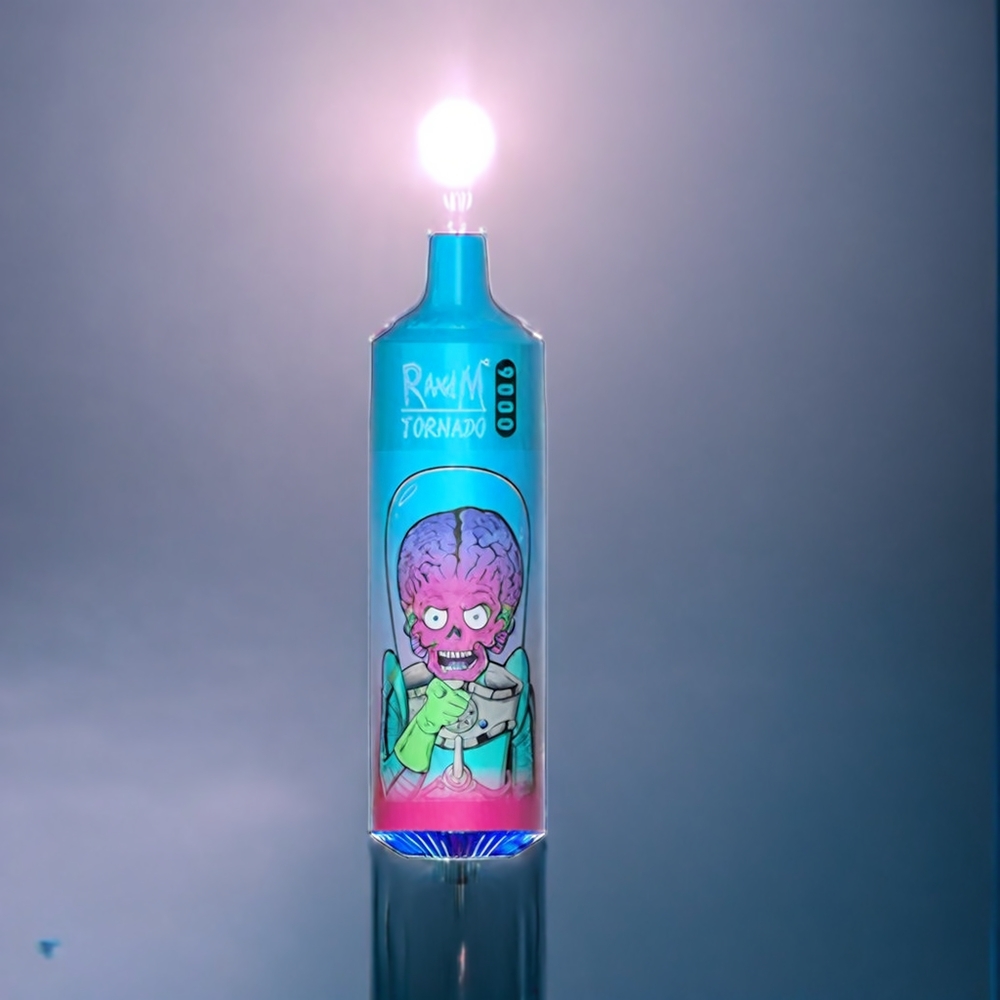 Blåbär Hallon RandM Tornado 9000 Puffar 850 mAh 18 mL Mesh Coil RGB Display 54 Smaker Sverige Grossist