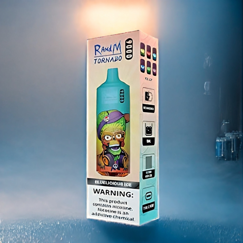 Blåljuv Is RandM Tornado 9000 Puffar 18 mL Mesh Coil 54 Smaker RGB Display Sverige Grossist