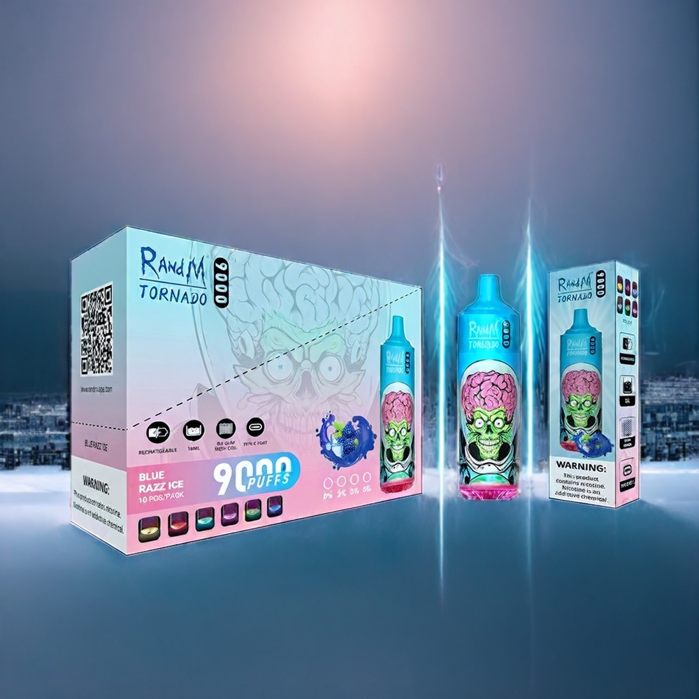Svart Drake Is RandM Tornado 9000 Puffar 850 mAh 18 mL Mesh Coil RGB Display 54 Smaker Sverige Grossist