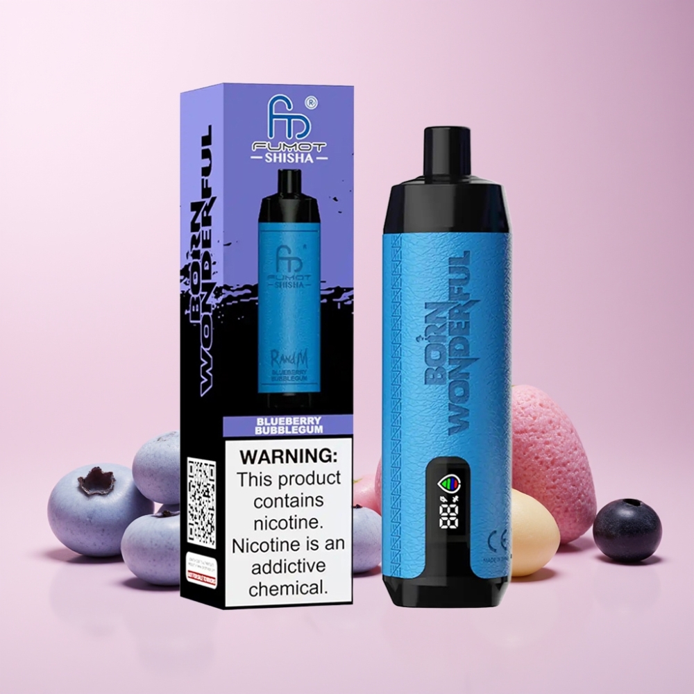 RandM Fumot Shisha 10000 Puff LED Indikator 18ml Typ-C 850 mAh Sverige Grossist Blåbärs Tuggummi