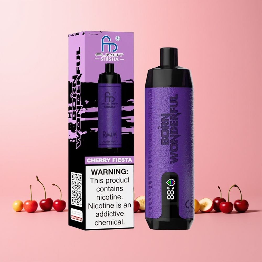 RandM Fumot Shisha 10000 Puffar LED Indikator 18ml 850 mAh Sverige Grossist Körsbärsfest