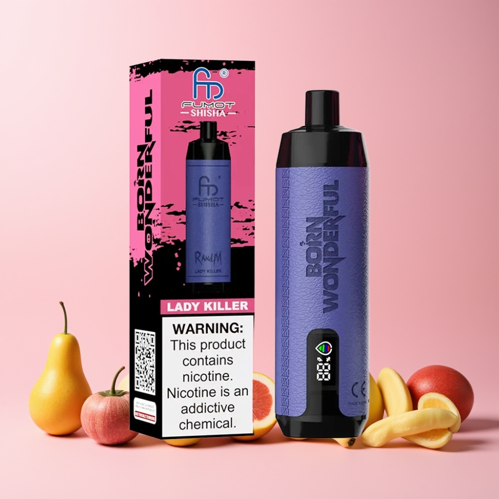 RandM Fumot Shisha 10000 Puffs LED-indikator 18ml Förfylld E-vätska 850 mAh Batteri 0.6ohm Mesh Coil Type-C Port 0.5% Nikotin Damdödare Sverige Grossist