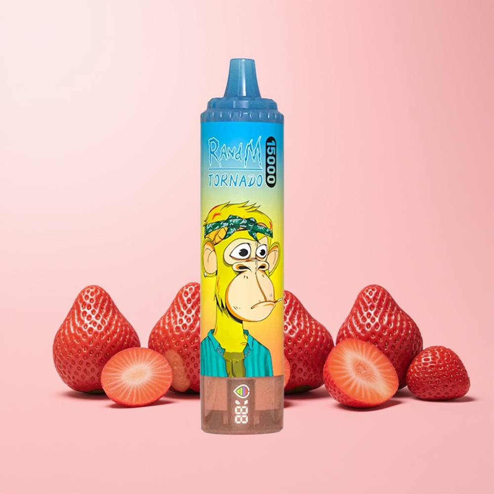 RandM Fumot Tornado 15000 Puffs 25ml 850mAh 0.9 Ohm Mesh LCD Type-C Sverige Grossist Jordgubb