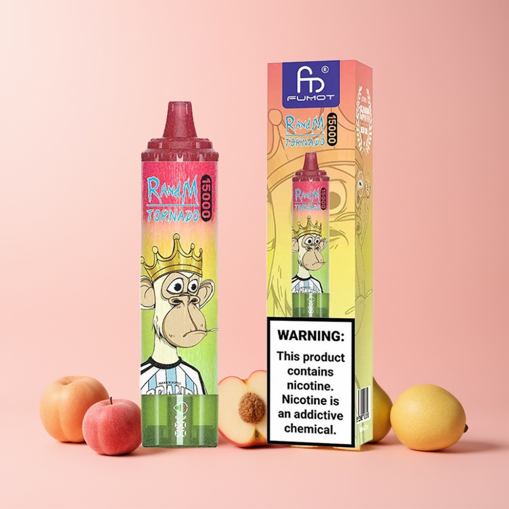 RandM Fumot Tornado 15000 Puffs 25ml 850mAh 0.9 Ohm Mesh Sverige Grossist Äpple Persika Päron