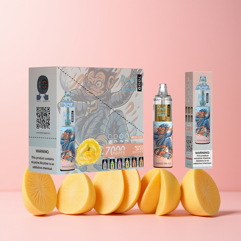 RandM Fumot Tornado 7000 Svensk Grossist 14ML Mesh Coil Luftjusterbar Mango På Is