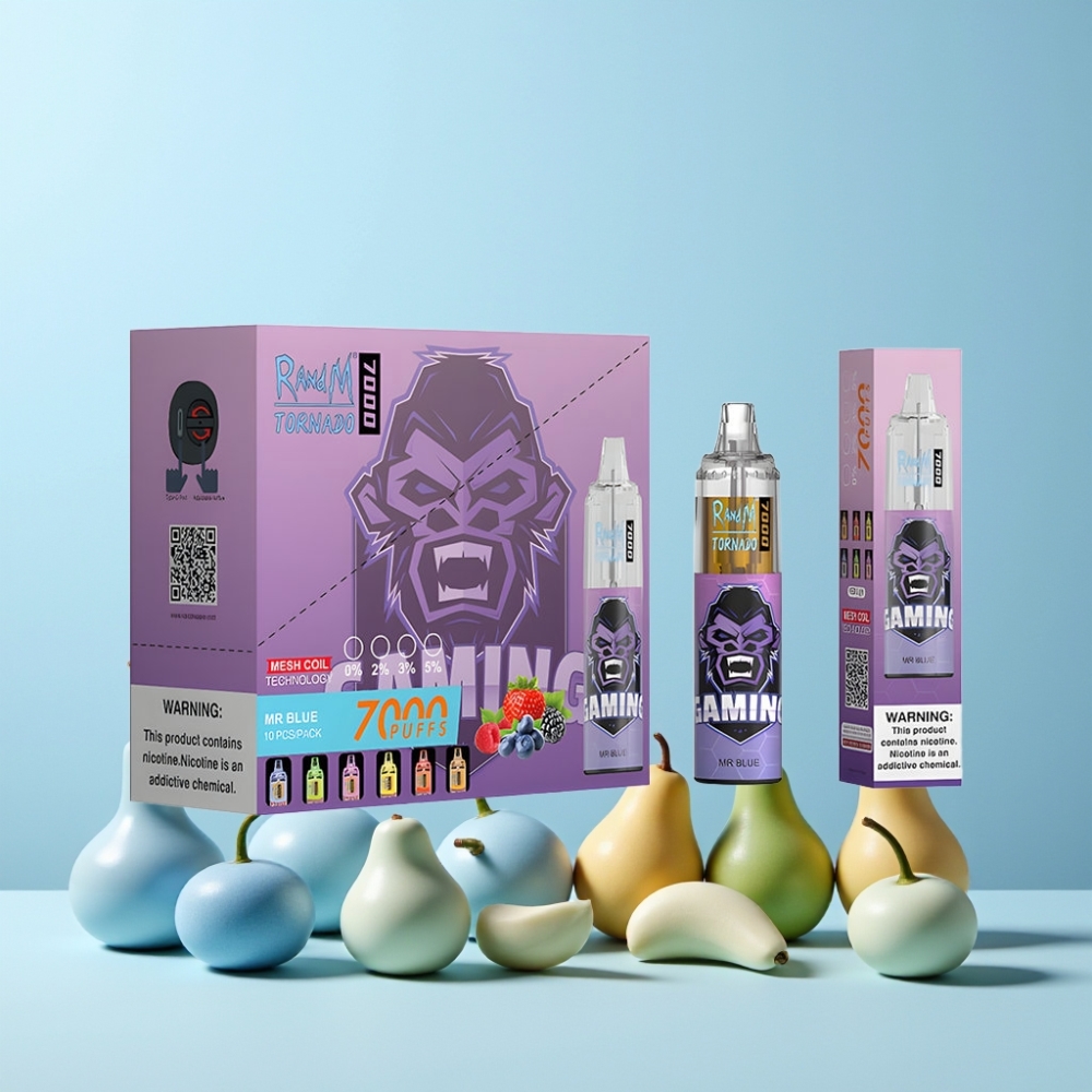 RandM Fumot Tornado 7000 Svensk Grossist 14 ML Mesh Coil Luftjusterbar Dr. Blå