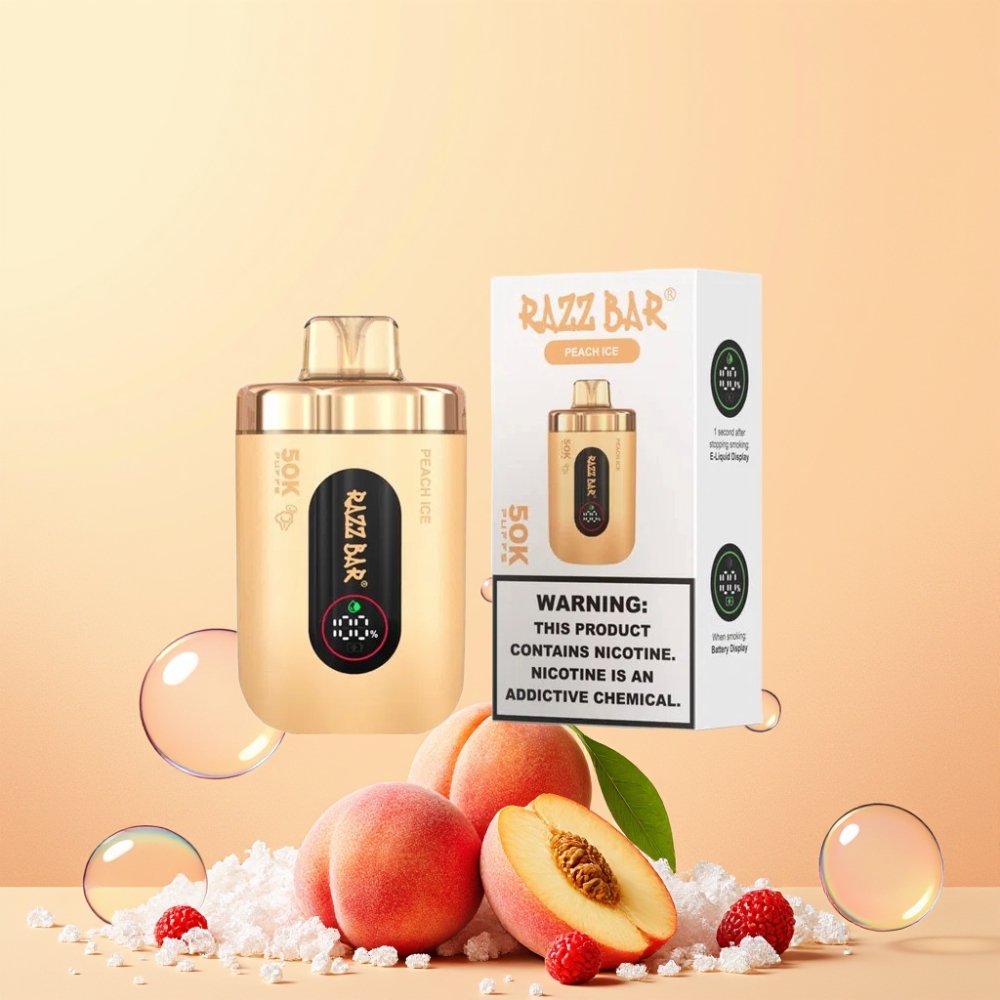Razz Bar 50K Puffs 1.0 Ohm Mesh 650 Mah Type-C 2% Nikotin Sverige Grossist Persika Is