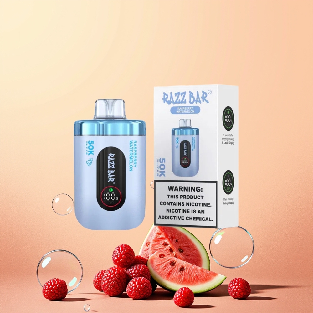 Razz Bar 50K Puffs 1.0 Ohm Mesh Coil 650 Mah Type-C Sverige Grossist Hallon Vattenmelon